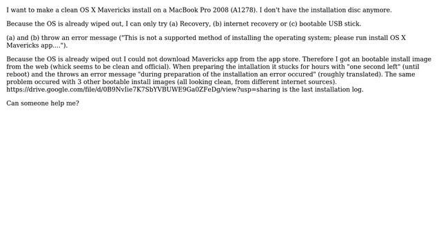 Apple: MacBook Pro 2008 Stuck In OS X Mavericks Installation (2 Solutions!!)