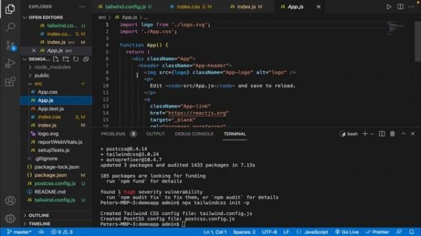Install Tailwind CSS for React project