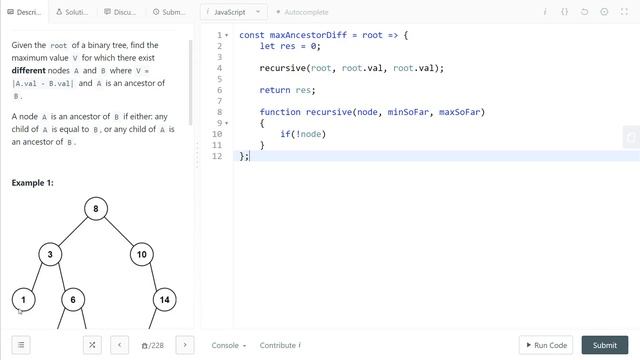 LeetCode 1026. [Medium] Maximum Difference Between Node and Ancestor смотреть онлайн