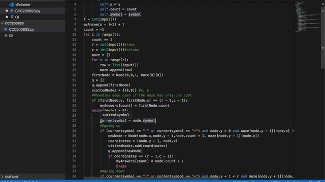 CCC S3 2008 - Maze - Python (Breath first search solution) смотреть онлайн