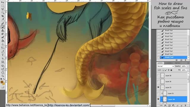 How to draw fish scales and fins смотреть онлайн