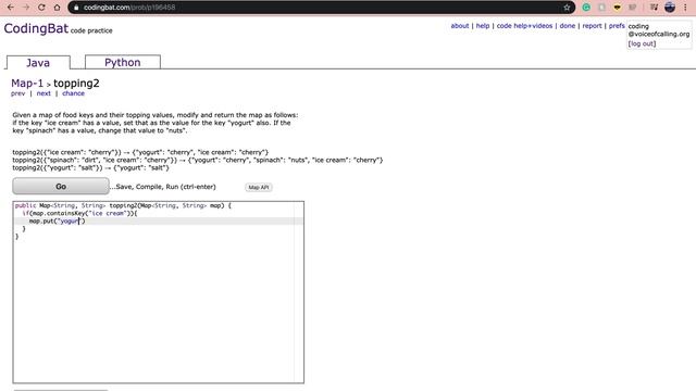 Map-1 (topping2) Java Tutorial || Codingbat.com смотреть онлайн