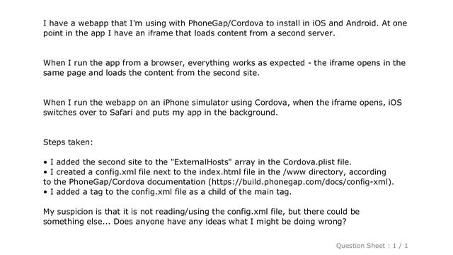 iOS : How can I open an iframe in a phonegap/cordova app running on IOS? смотреть онлайн