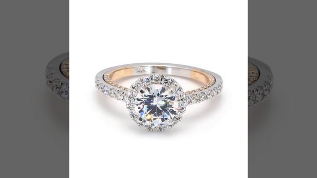 Two-Tone French Pave Halo Engagement Ring смотреть онлайн