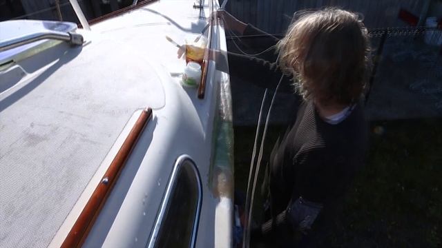 Ripped out stanchion repair sailboat. Polyester, fiberglass, resin, sanding, gelcoat, paint. смотреть онлайн