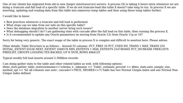 Databases: Performance Issue after Truncate and Load of a table in Oracle смотреть онлайн