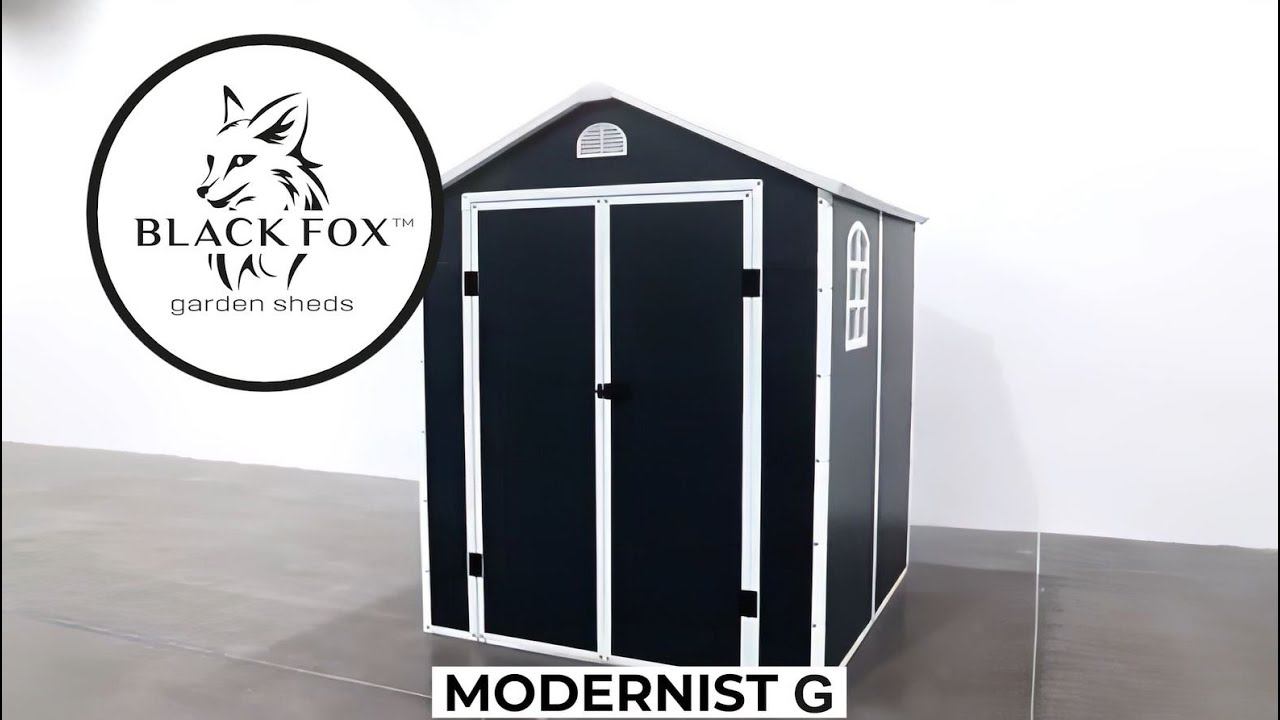 Пластиковый сарай Black Fox "Modernist G". Идеален для хранения садового инвентаря и инструмента. смотреть онлайн