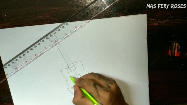 TUTORIAL GAMBAR GITAR SIMPEL || SIMPLE GUITAR DRAWING TUTORIAL смотреть онлайн