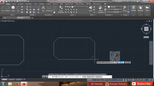 Autocad 2016 - Tutorial for Beginners : 12. How to draw a Rectangle (with Dimension) смотреть онлайн