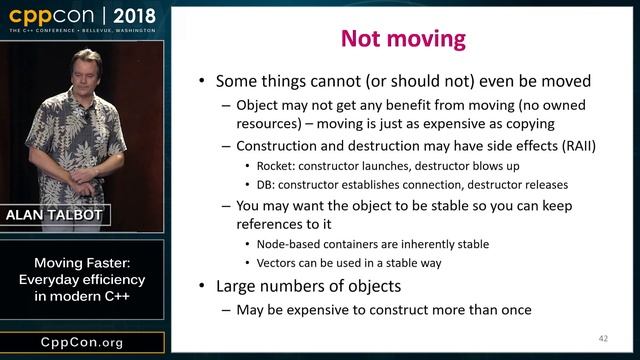 CppCon 2018: Alan Talbot “Moving Faster: Everyday efficiency in modern C++” смотреть онлайн