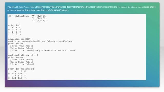 Randomly insert NA's values in a pandas dataframe - with no rows completely missing смотреть онлайн