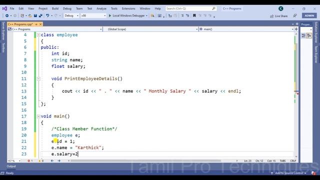 26. Class Member Function in C++ in Tamil || Tamil Pro Techniques || смотреть онлайн