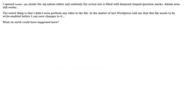 Wordpress: Wordpress site stopped working after simply opening header.php in the wp-admin editor смотреть онлайн