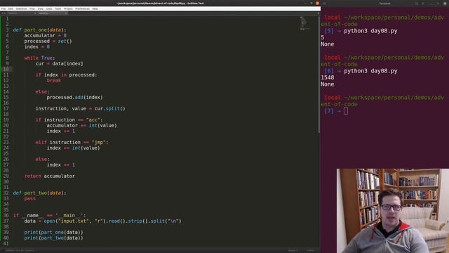 Advent of Code (AoC) - 2020 Day 8 - Python смотреть онлайн