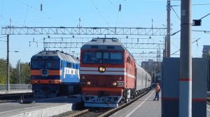 Отправление тэп70-0387 со станции Астрахань-I, с фирменным поездом №5/6 Астрахань-Москва "Лотос"