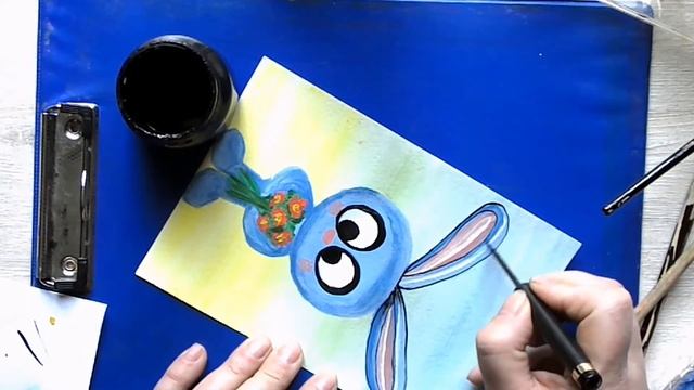 МК Открытка "Зайчик"/ Рисуем гуашью и акрилом/Просто и поэтапно #tobecreative смотреть онлайн