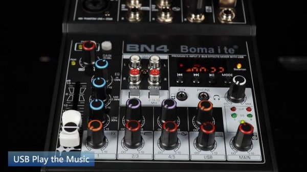 Professional Audio Mixer 4 Channel Soundboard Console System USB BT MP3 Computer Input