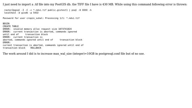 While importing \*.tif in PostGIS db using raster2pgsql command i am facing issue "ERROR:... смотреть онлайн