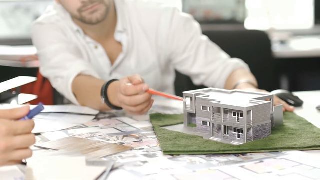 engineer of architect starting draw a house blueprint on the desk in the office at construction wor смотреть онлайн