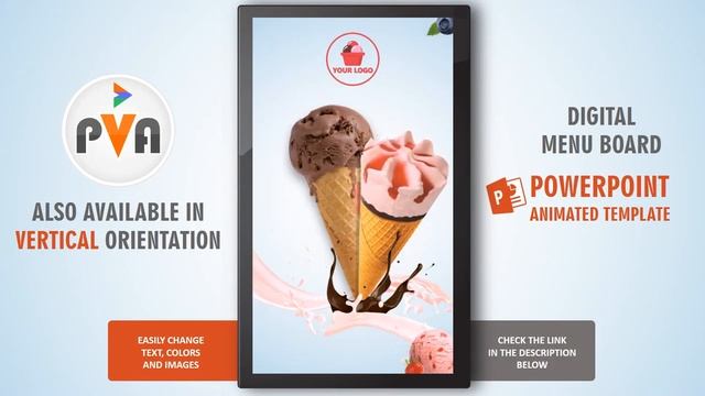 Ice Cream Shop Menu - Digital Signage PowerPoint Animated Template (Food Menu Board) смотреть онлайн