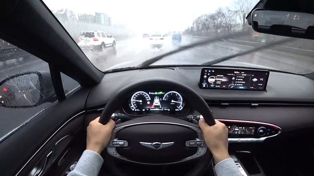 2021 Genesis GV70 2.2 CRDi POV test drive, a rainy day смотреть онлайн