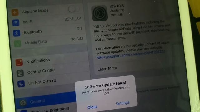 An error occurred downloading iOS 10.3 - Software Update Failed in iPad Air 2 смотреть онлайн