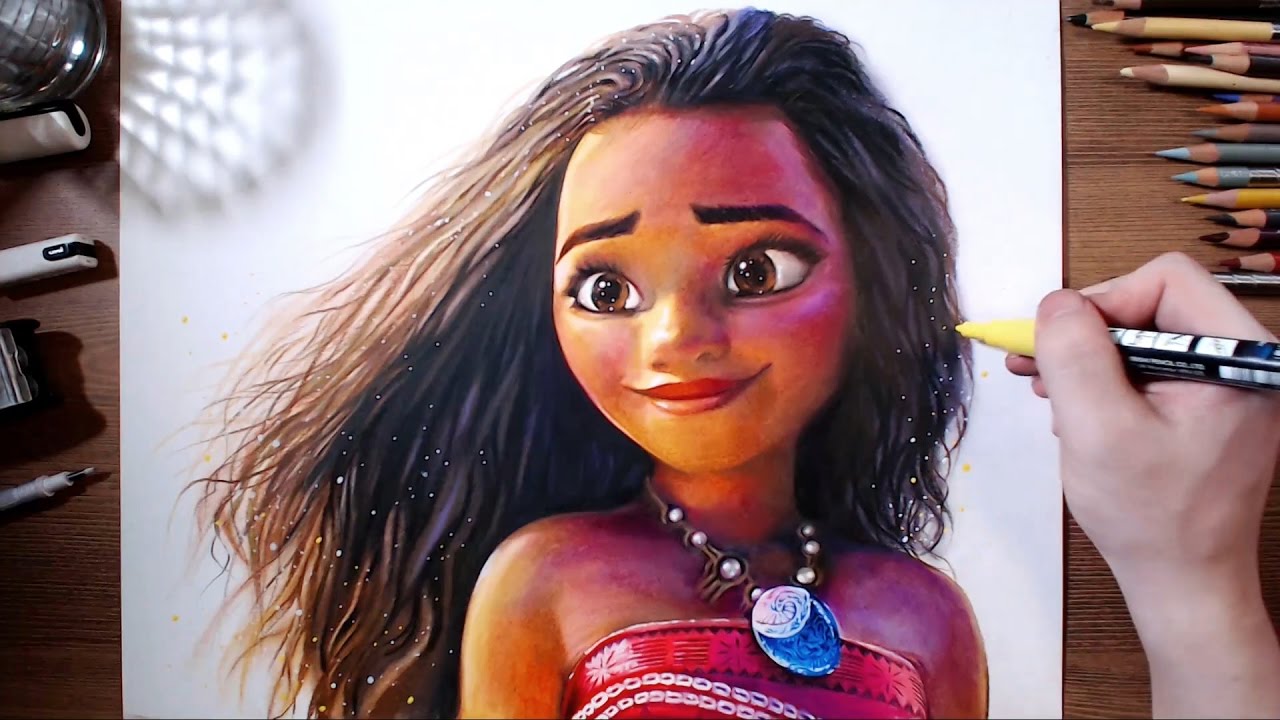 Moana - Colored pencil drawing drawholic смотреть онлайн