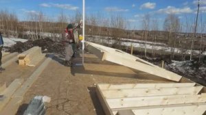 Подъем каркасных стен удочкой