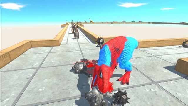 SPIDERMAN T-REX vs SUPERMAN T-REX SKY DEATH RUN - Animal Revolt Battle Simulator смотреть онлайн