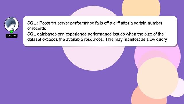 SQL : Postgres server performance falls off a cliff after a certain number of records смотреть онлайн