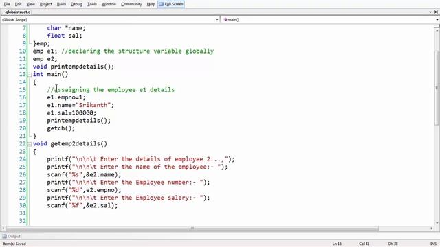 52. Structures in C part - 4 global declaration of structures variable смотреть онлайн