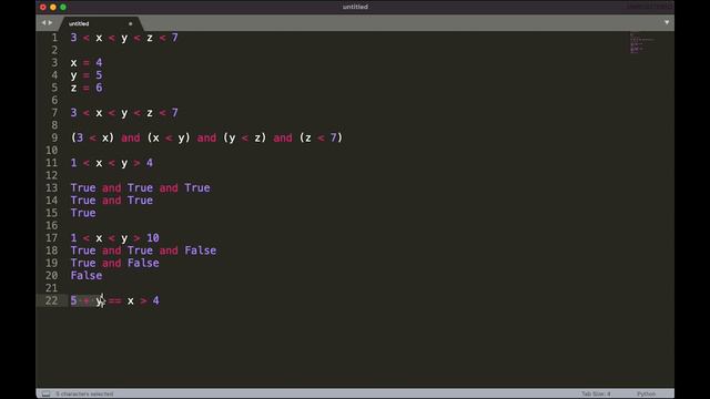 Как работают операции сравнения в Python Chaining comparison operators смотреть онлайн