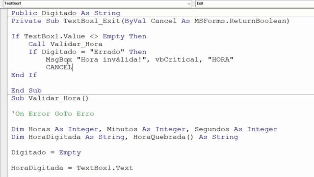 Validar HORA em Textbox Via Códigos Excel VBA смотреть онлайн