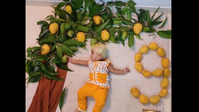 Mango Theme Baby Photoshoot Ideas at home | Mango Theme Baby Photography Ideas at home. смотреть онлайн