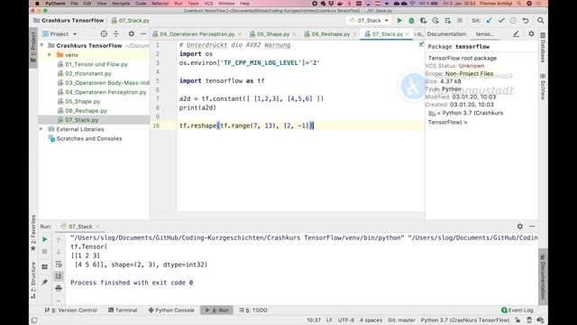 07 TensorFlow Crashkurs: Tensoren stapeln: tf.stack смотреть онлайн