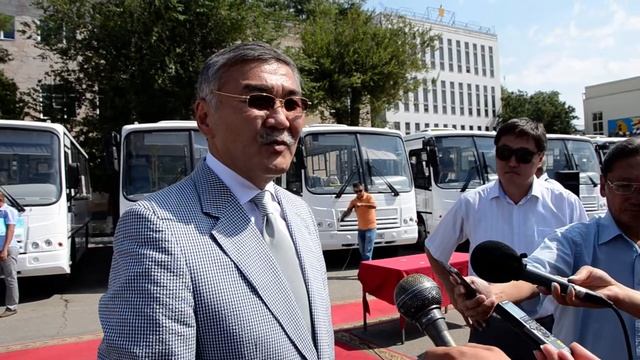 29.08.2014 г. Подход к прессе после вручения ключей от новых пассажирских автобусов, г. Элиста смотреть онлайн