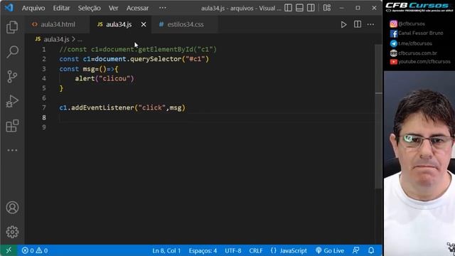 Adicionando eventos com addEventListener em Javascript #P1 - Curso de Javascript Moderno - Aula 34 смотреть онлайн