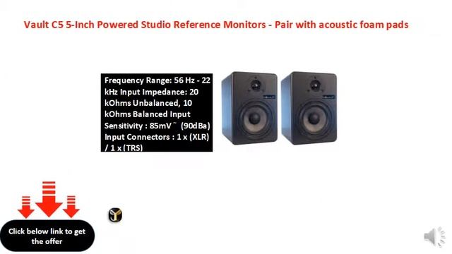 Vault C5 5-Inch Powered Studio Reference Monitors - Pair with acoustic foam pads смотреть онлайн