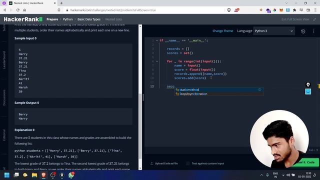 ಕನ್ನಡದಲ್ಲಿ HackerRank Python Nested Lists Challenge Explained | Learn Python in Kannada #36 смотреть онлайн