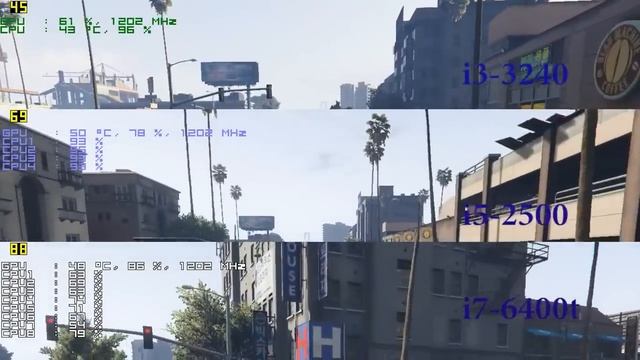 I3 3240 (3,4Ghz) Vs I5 2500 (3.3Ghz) Vs I7 6400t (2.2Ghz) - GTA5