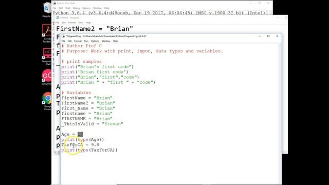Python work with print, input, data types and variables смотреть онлайн