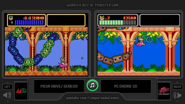Wonder Boy III: Monster Lair (Mega Drive vs Pc Engine Cd) Side by Side Comparison (Sega Genesis) смотреть онлайн