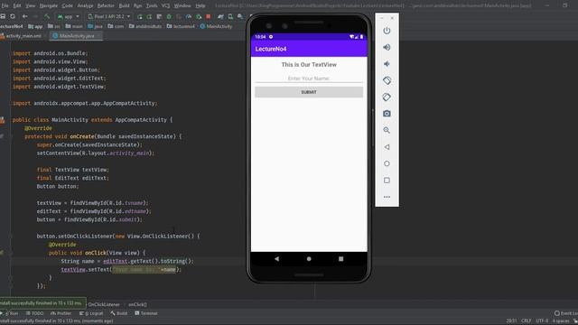 Lecture 06 | Button OnClickListner | Toast Message -Video Tube смотреть онлайн