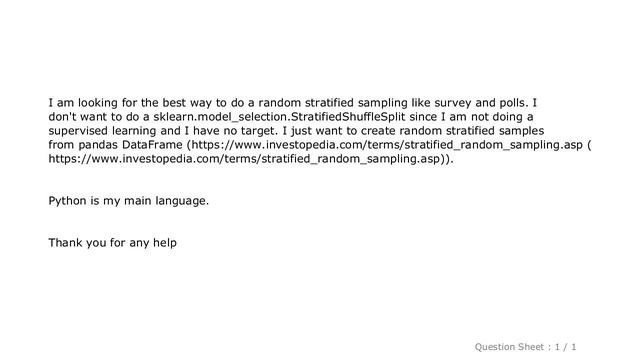 Pandas : How to do a random stratified sampling with Python (Not a train/test split)? смотреть онлайн