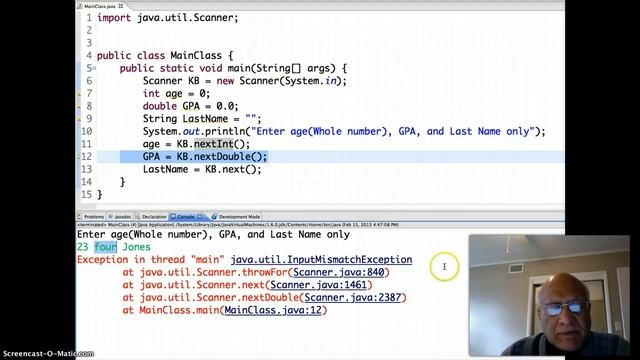 Input Mismatch Exception in Java смотреть онлайн