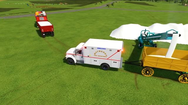 DEPARTMENT OF TRANSPORT! LIME TRANSPORT WITH AMBULANCE , FIRE TRUCK, POLICE CAR & BUS! FS22 смотреть онлайн