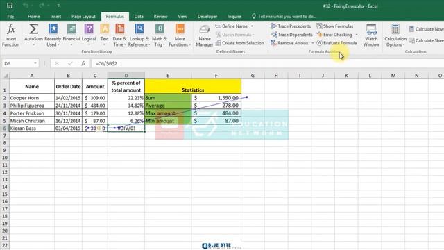 MS Excel Tutorial - 58 - Identifying and fixing error inside of an excel formula смотреть онлайн
