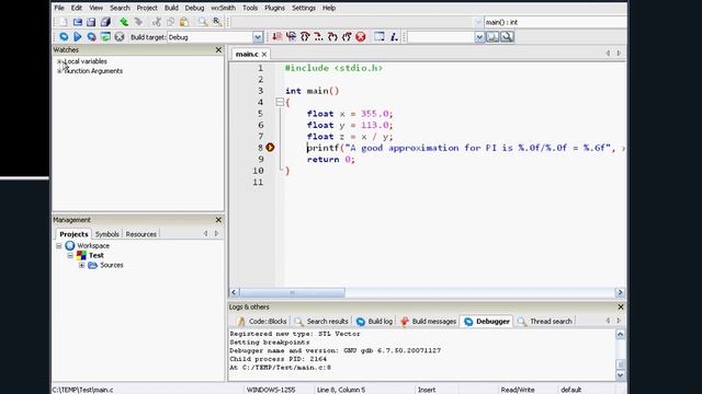 Debugging in Code::Blocks смотреть онлайн