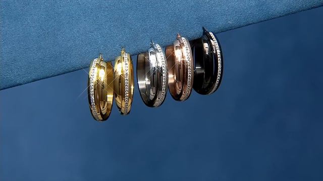 Stainless Steel Polished Crystal Double Round Hoop Earrings on QVC смотреть онлайн