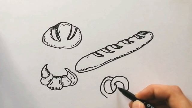 Как нарисовать ВЫПЕЧКУ / Рисуем хлеб, круассан, крендель / How to draw a BAKING смотреть онлайн